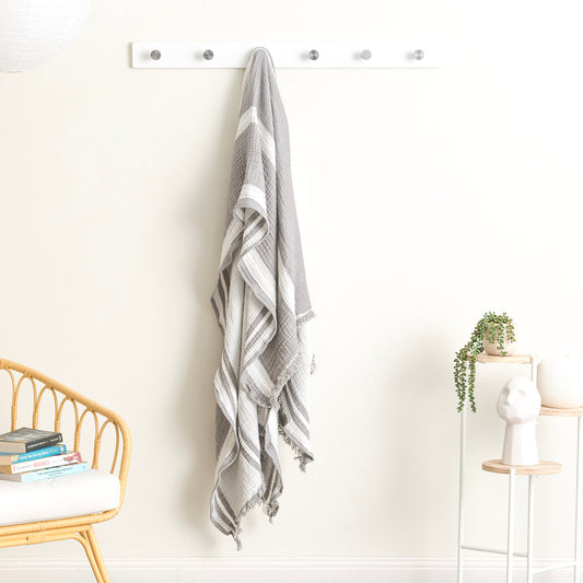 Atlantic Reversible Textured Cotton Throw - Yarn Dyed Vintage Washed