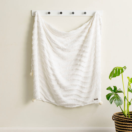 Wave Tufted Throw -  Vintage Washed Chenille Cotton