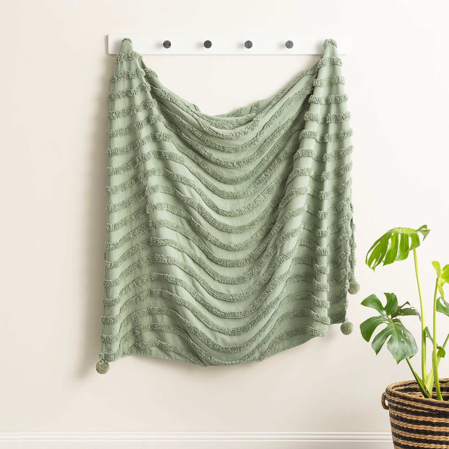 Wave Tufted Throw - Vintage Washed Chenille Cotton