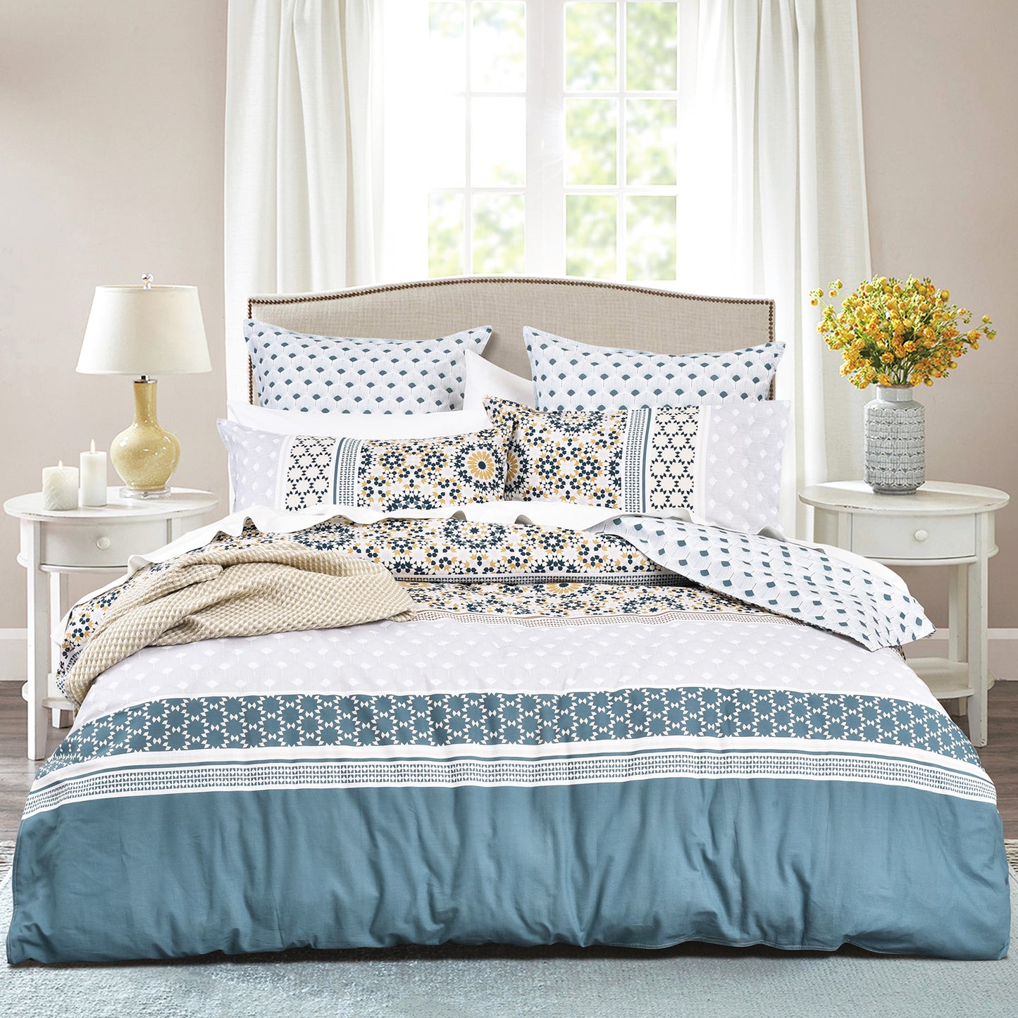 300 TC Cotton Quilt Cover Set - Reversible