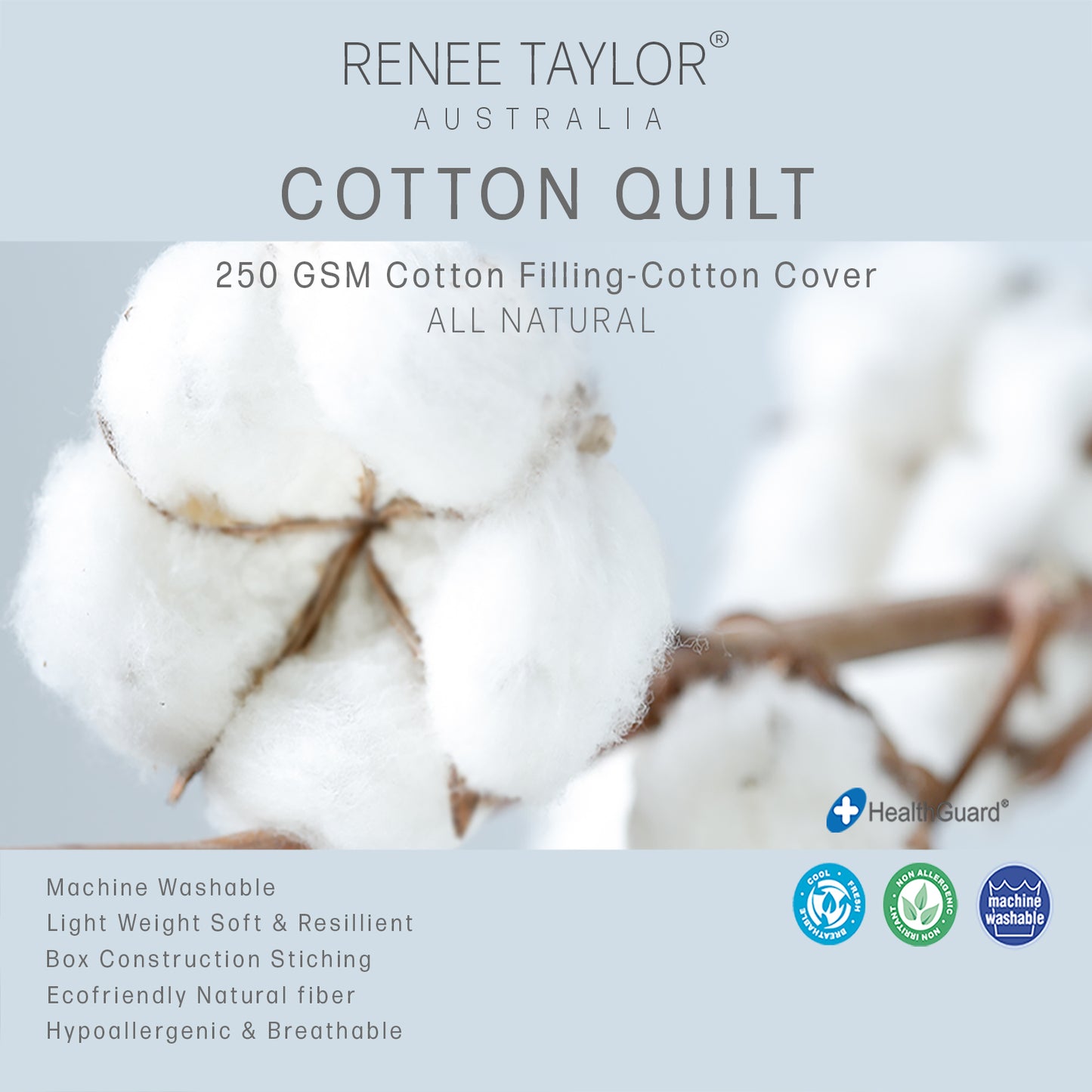 Premium Light Weight All Cotton Quilt King Single