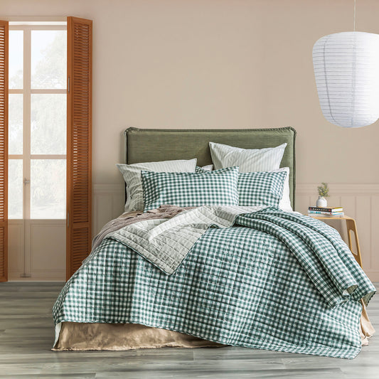 Alison Quilted Coverlet Set - Yarn Dyed Cotton - Reversible