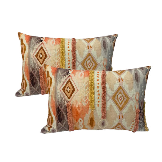 Twin Pack Cotton Embroidered Cushions - 40 x 60cm