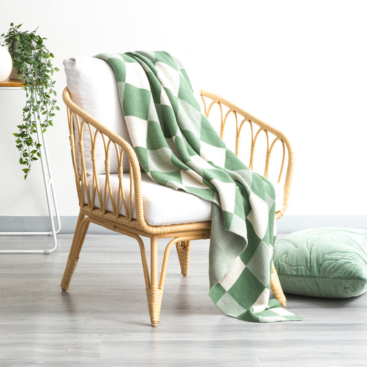 Newport Knitted Throw - Checkered Cotton