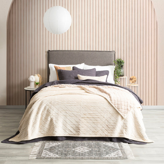 Heston Ultra Soft Velvet Sherpa Blanket - 480 GSM
