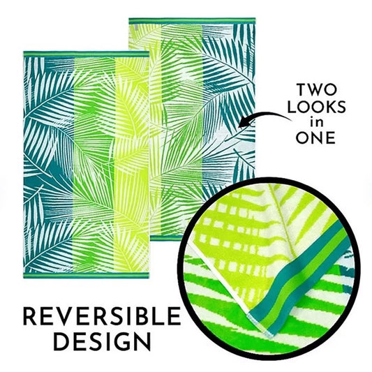 2 Pack Large Velour Beach Towel - Jacquard
