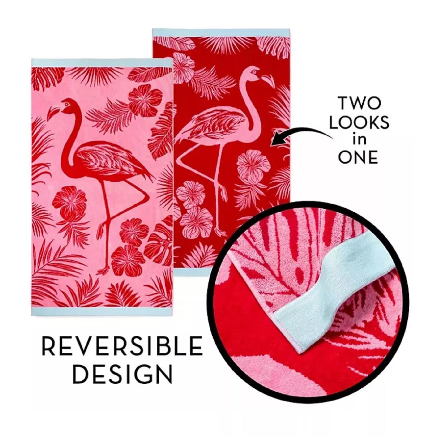 2 Pack Large Velour Beach Towel - Jacquard