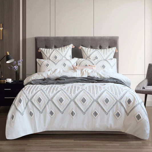Zuma Tufted Quilt Cover Set - Stone Washed