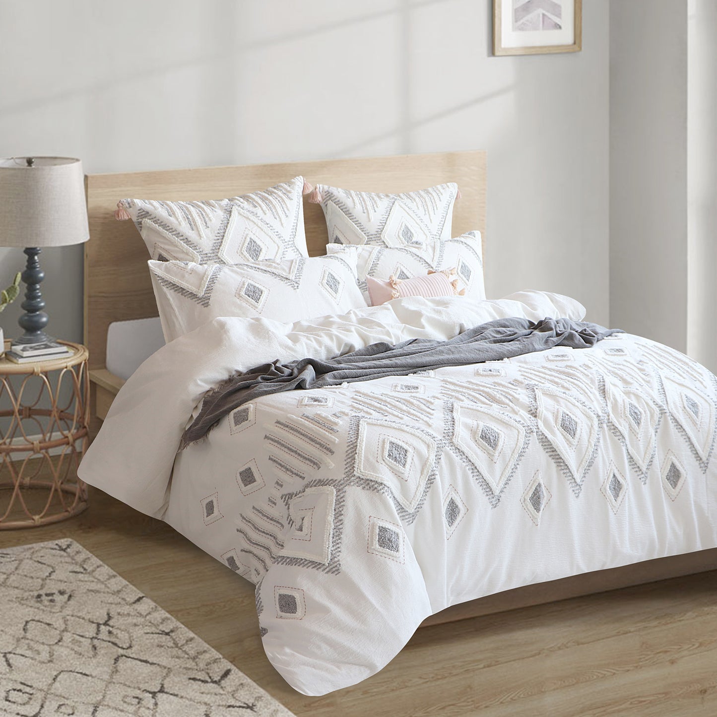 Zuma Tufted Quilt Cover Set - Stone Washed