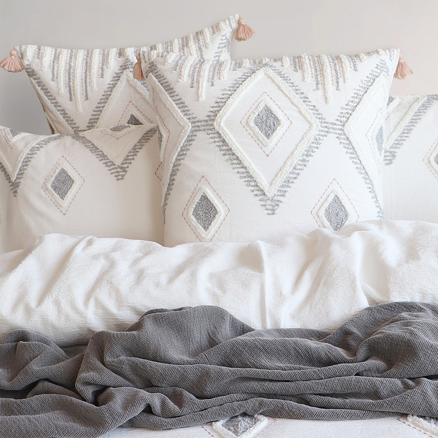 Zuma Tufted Quilt Cover Set - Stone Washed