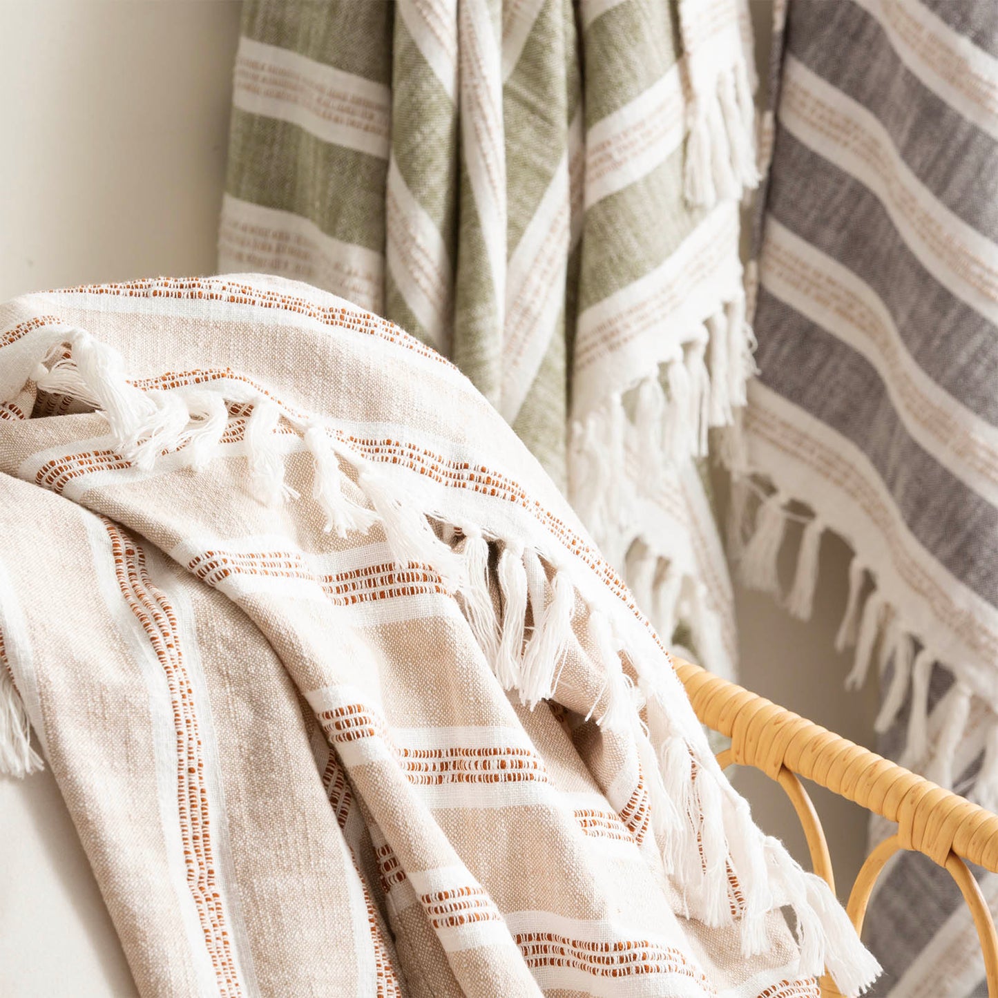 Como Stripe Throw - Yarn Dyed Stone Washed