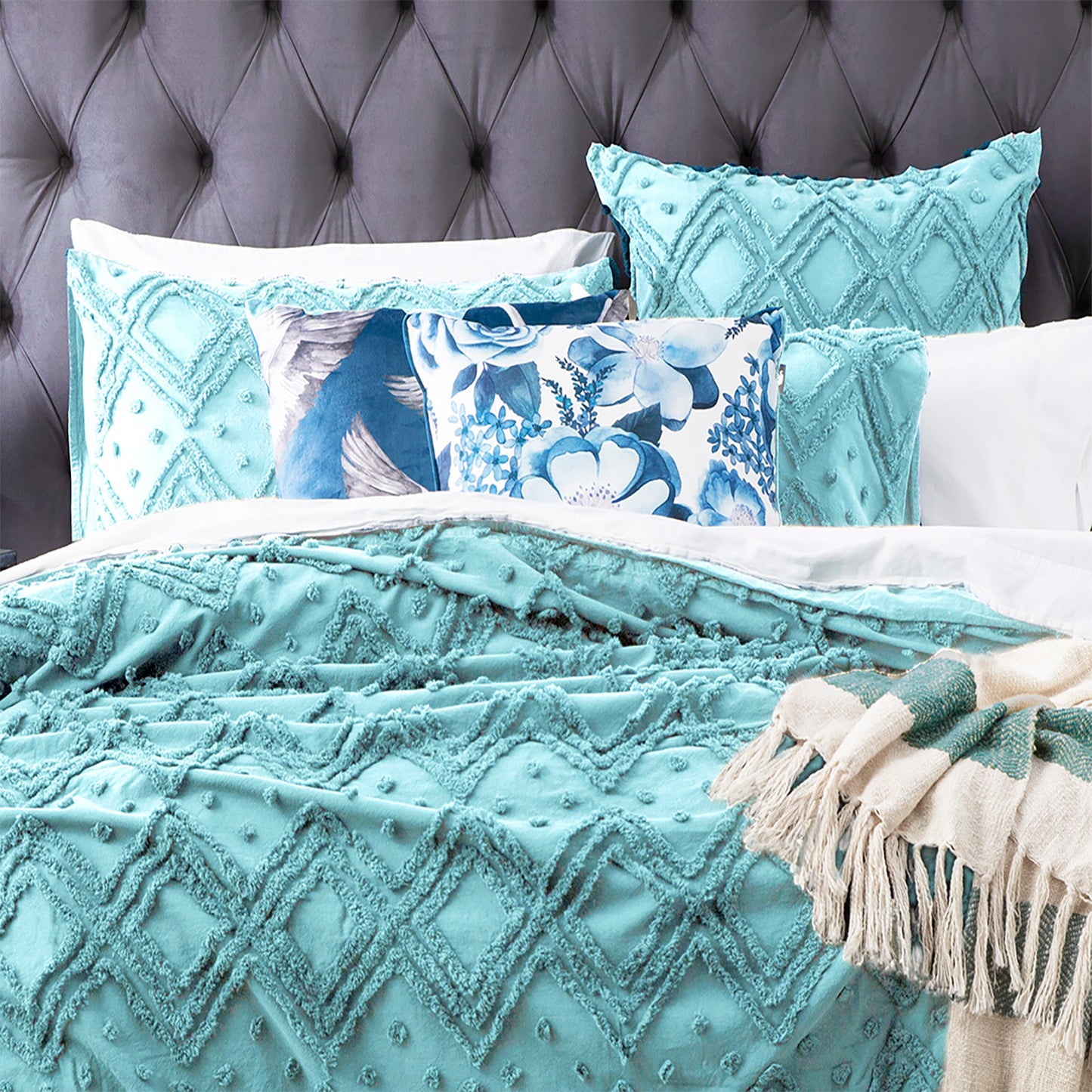Medallion Cotton Quilt Cover Set - Tufted Vintage Washed