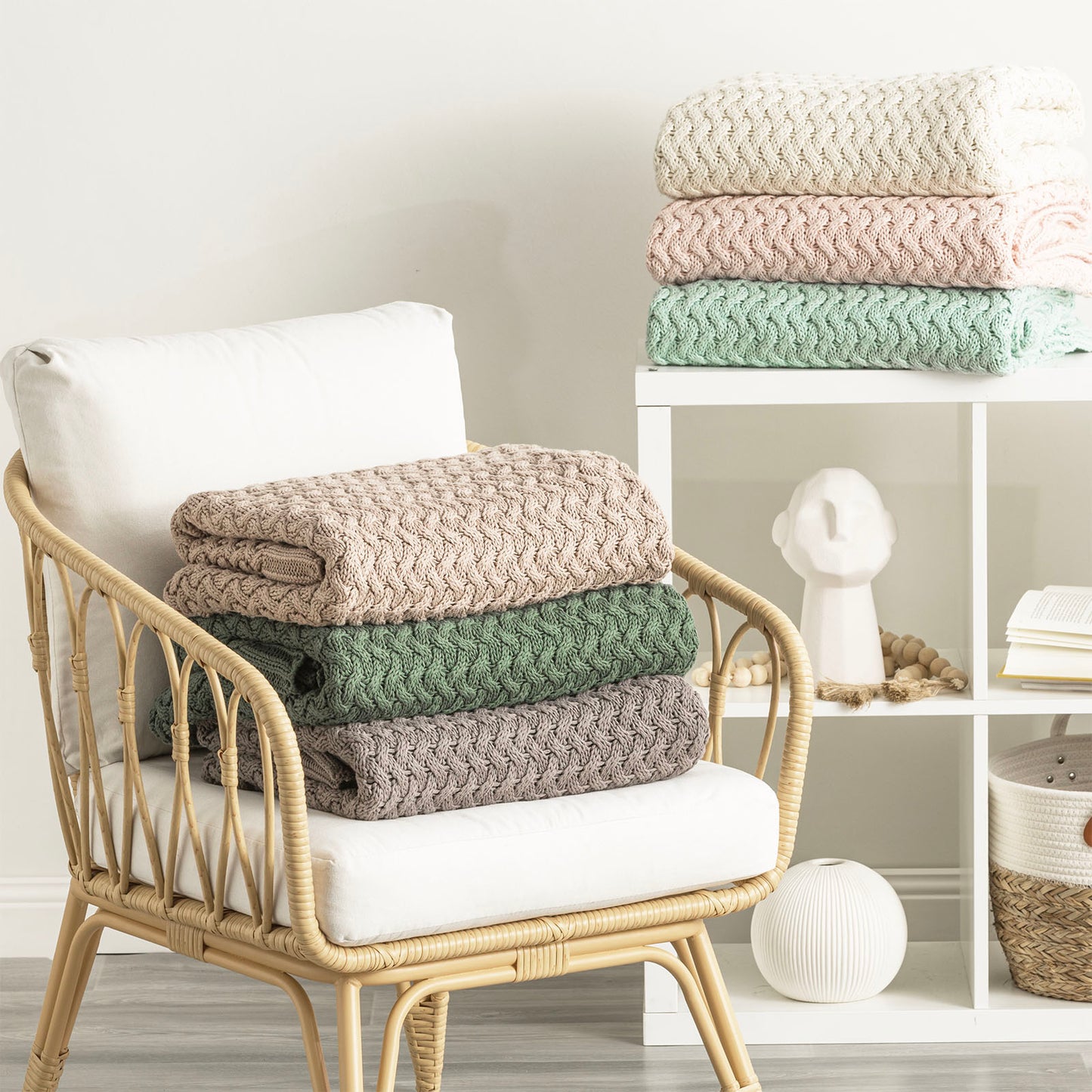 100% Cotton Knitted Throw