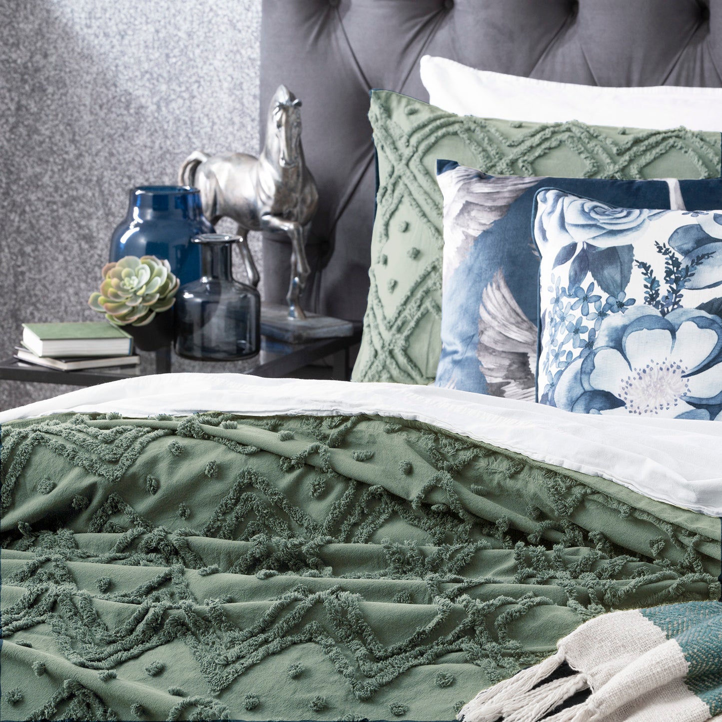 Medallion Cotton Quilt Cover Set - Tufted Vintage Washed
